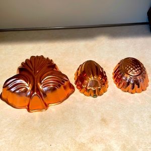 Set of 3 food-form multi-use copper pans made in Korea